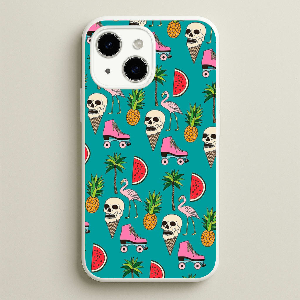 Skull Creams - Summer Pattern  - Flamingos Phone Case for iPhone 14 Plus