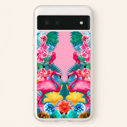 Flamingo and Tropical garden  - Flamingos Phone Case for Google Pixel 6