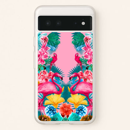 Flamingo and Tropical garden  - Flamingos Phone Case for Google Pixel 6