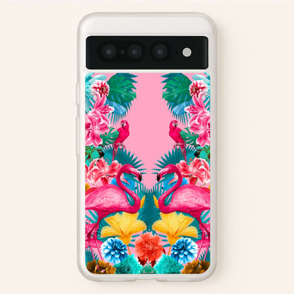 Flamingo and Tropical garden  - Flamingos Phone Case for Google Pixel 7 Pro
