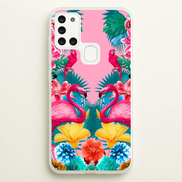 Flamingo and Tropical garden  - Flamingos Phone Case for Galaxy A21s