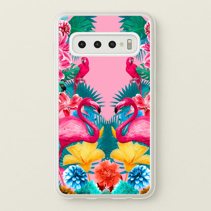 Flamingo and Tropical garden  - Flamingos Phone Case for Galaxy S10
