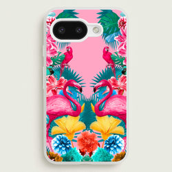 Flamingo and Tropical garden  - Flamingos Phone Case for Google Pixel 9a