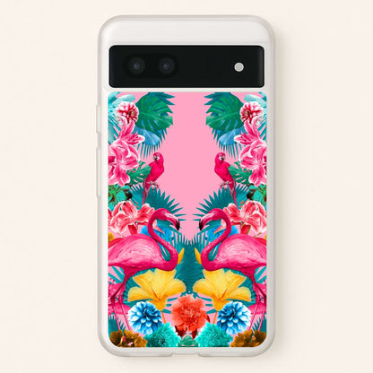 Flamingo and Tropical garden  - Flamingos Phone Case for Google Pixel 6a