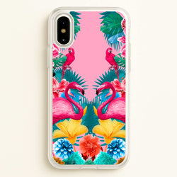Flamingo and Tropical garden  - Flamingos Phone Case for iPhone X / XS