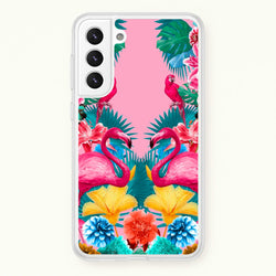 Flamingo and Tropical garden  - Flamingos Phone Case for Galaxy S21FE