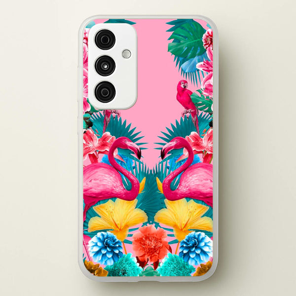 Flamingo and Tropical garden  - Flamingos Phone Case for Galaxy A35