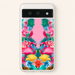 Flamingo and Tropical garden  - Flamingos Phone Case for Google Pixel 8a