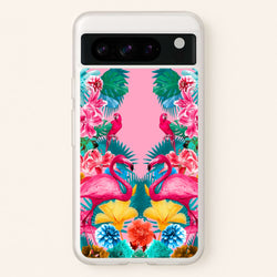 Flamingo and Tropical garden  - Flamingos Phone Case for Google Pixel 8 Pro