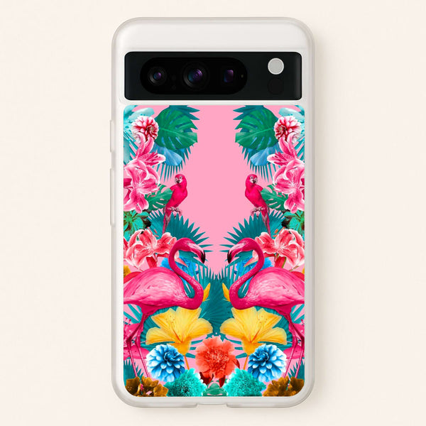 Flamingo and Tropical garden  - Flamingos Phone Case for Google Pixel 8 Pro
