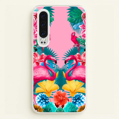Flamingo and Tropical garden  - Flamingos Phone Case for Huawei P30