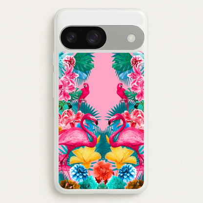 Flamingo and Tropical garden  - Flamingos Phone Case for Google Pixel 9 / 9 Pro