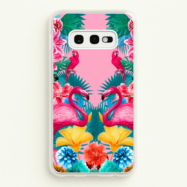 Flamingo and Tropical garden  - Flamingos Phone Case for Galaxy S10e