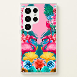 Flamingo and Tropical garden  - Flamingos Phone Case for Galaxy S24 Ultra