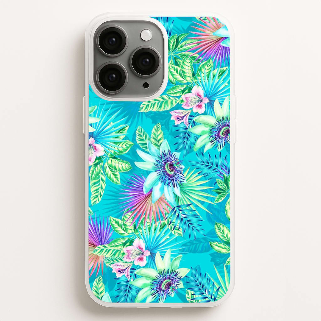 Blue Floral Pattern  - Floral Phone Case for iPhone 16 Pro Max