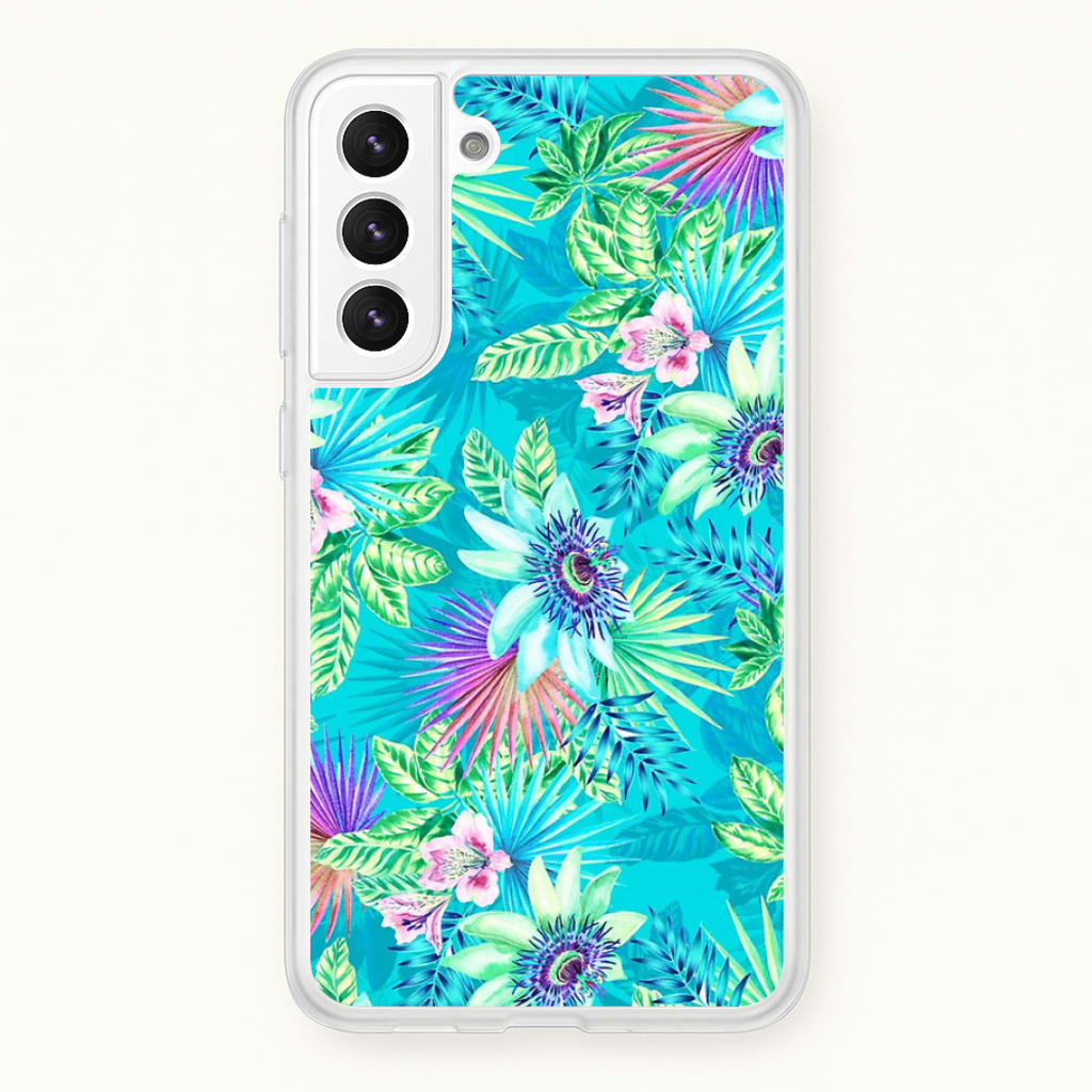 Blue Floral Pattern  - Floral Phone Case for Galaxy S21