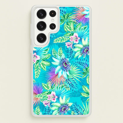 Blue Floral Pattern  - Floral Phone Case for Galaxy S22 Ultra