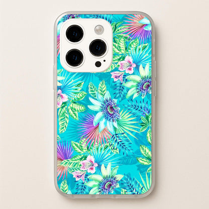 Blue Floral Pattern  - Floral Phone Case for iPhone 15 Pro