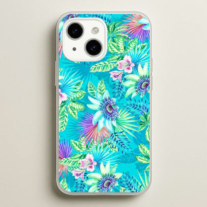 Blue Floral Pattern  - Floral Phone Case for iPhone 15 Plus