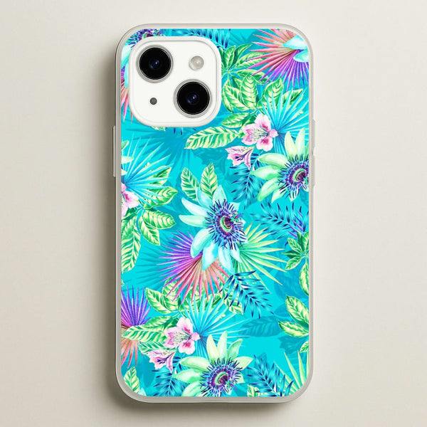 Blue Floral Pattern  - Floral Phone Case for iPhone 15 Plus