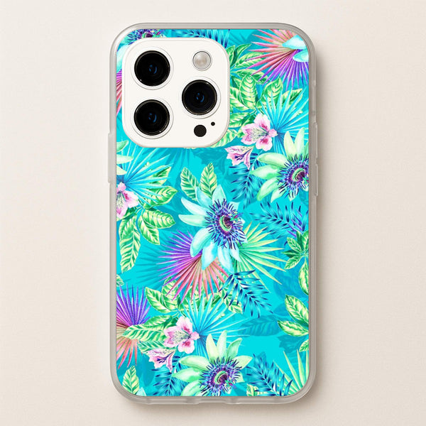 Blue Floral Pattern  - Floral Phone Case for iPhone 15 Pro Max
