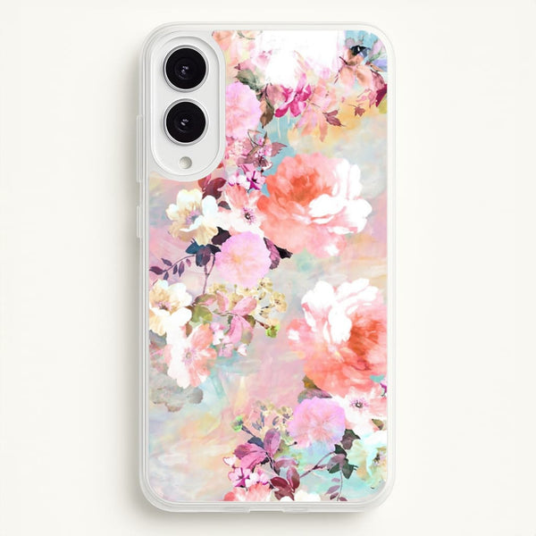 Pastel Pink Floral Pattern  - Floral Phone Case for Galaxy S25 Edge