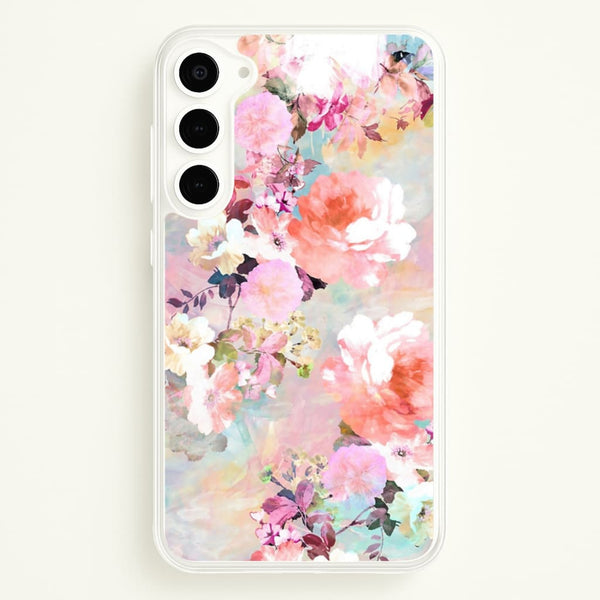 Pastel Pink Floral Pattern  - Floral Phone Case for Galaxy S23
