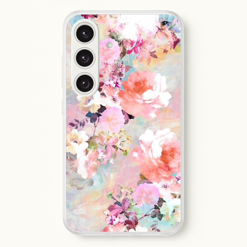 Pastel Pink Floral Pattern  - Floral Phone Case for Galaxy S24