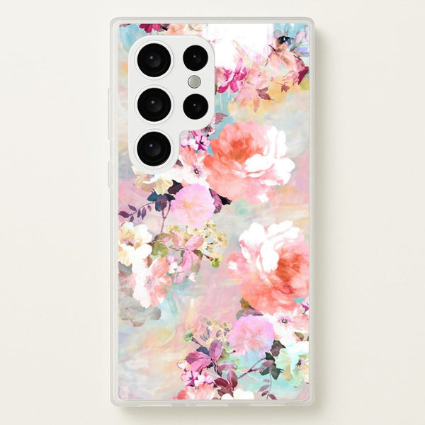 Pastel Pink Floral Pattern  - Floral Phone Case for Galaxy S24 Ultra