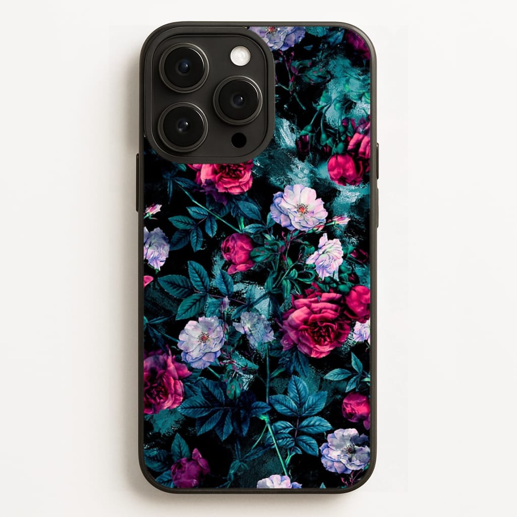 Black Floral Pattern  - Floral Phone Case for iPhone 16 Pro Max