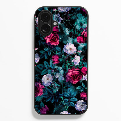 Black Floral Pattern  - Floral Phone Case for iPhone 16 Plus