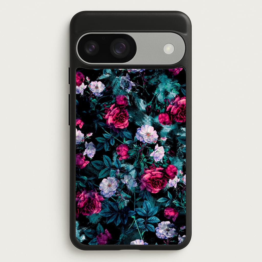 Black Floral Pattern  - Floral Phone Case for Google Pixel 9 / 9 Pro