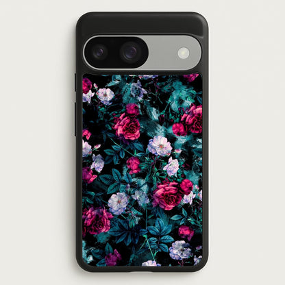 Black Floral Pattern  - Floral Phone Case for Google Pixel 9 / 9 Pro