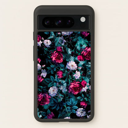 Black Floral Pattern  - Floral Phone Case for Google Pixel 8 Pro