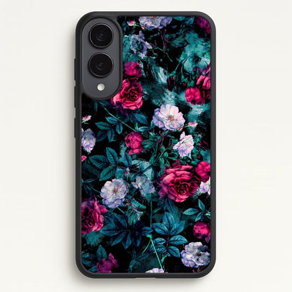 Black Floral Pattern  - Floral Phone Case for Galaxy S25 Edge