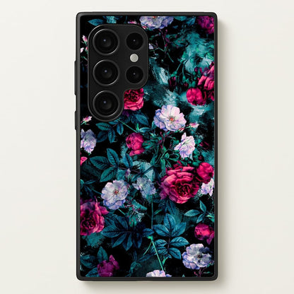Black Floral Pattern  - Floral Phone Case for Galaxy S24 Ultra