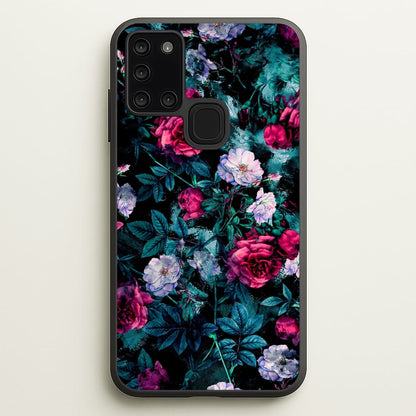 Black Floral Pattern  - Floral Phone Case for Galaxy A21s