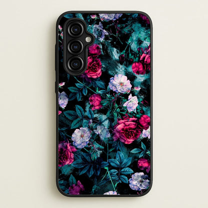 Black Floral Pattern  - Floral Phone Case for Galaxy A54