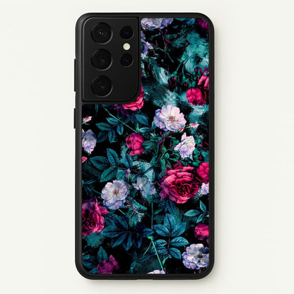 Black Floral Pattern  - Floral Phone Case for Galaxy S21 Ultra
