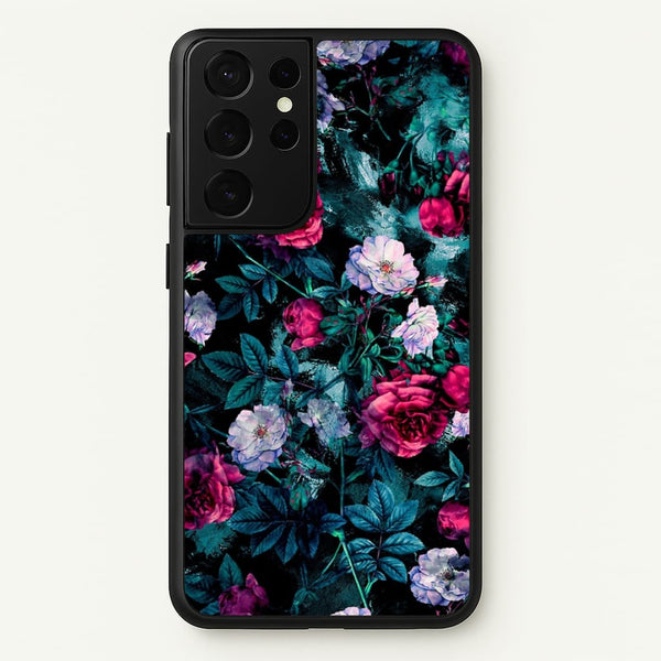 Black Floral Pattern  - Floral Phone Case for Galaxy S21 Ultra