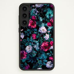 Black Floral Pattern  - Floral Phone Case for Galaxy S23