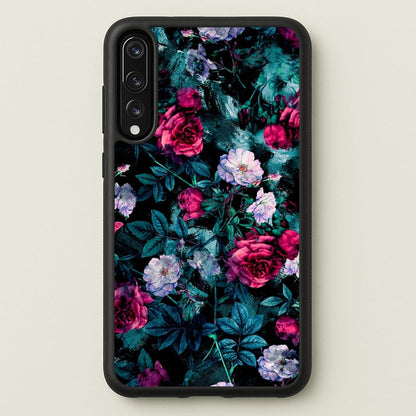 Black Floral Pattern  - Floral Phone Case for Huawei P20 Pro