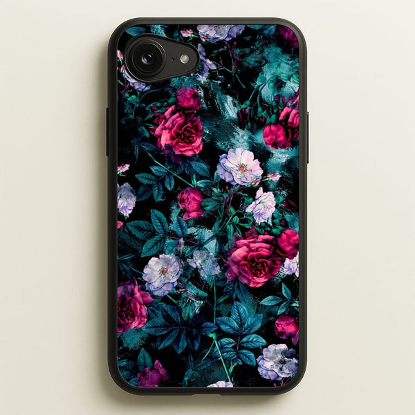 Black Floral Pattern  - Floral Phone Case for iPhone 16e