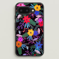 Black & Colourful Floral Pattern  - Floral Phone Case for Google Pixel 9a