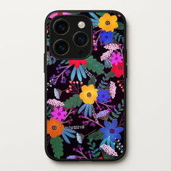 Black & Colourful Floral Pattern  - Floral Phone Case for iPhone 15 Pro Max
