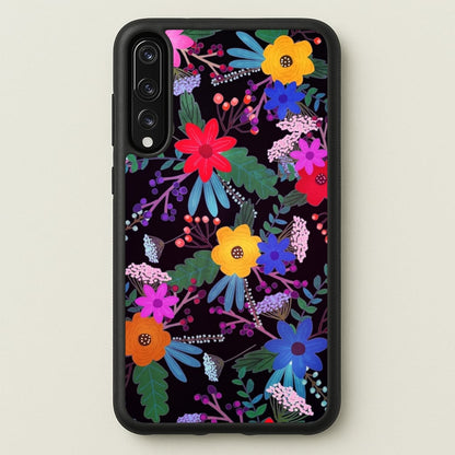 Black & Colourful Floral Pattern  - Floral Phone Case for Huawei P20 Pro