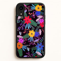 Black & Colourful Floral Pattern  - Floral Phone Case for iPhone XR