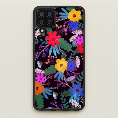 Black & Colourful Floral Pattern  - Floral Phone Case for Galaxy A12