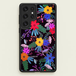 Black & Colourful Floral Pattern  - Floral Phone Case for Galaxy S22 Ultra