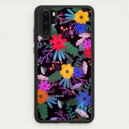 Black & Colourful Floral Pattern  - Floral Phone Case for Huawei P30 Pro